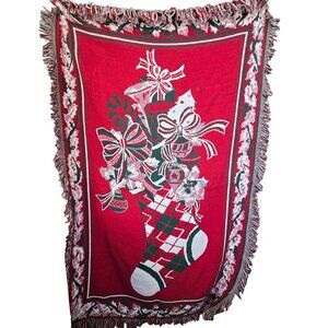Fieldcrest Throw Blanket Vintage Holiday Christmas Stocking Design VR1807